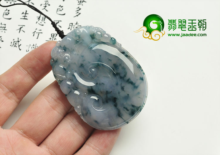 冰种紫罗兰飘花缅甸翡翠A货如意寿挂件