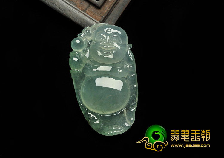冰种晴水缅甸翡翠A货逍遥佛挂件