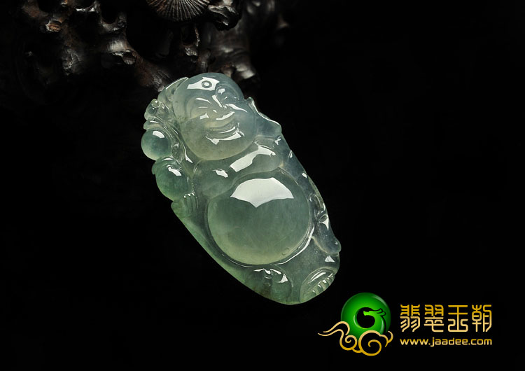 冰种晴水缅甸翡翠A货逍遥佛挂件