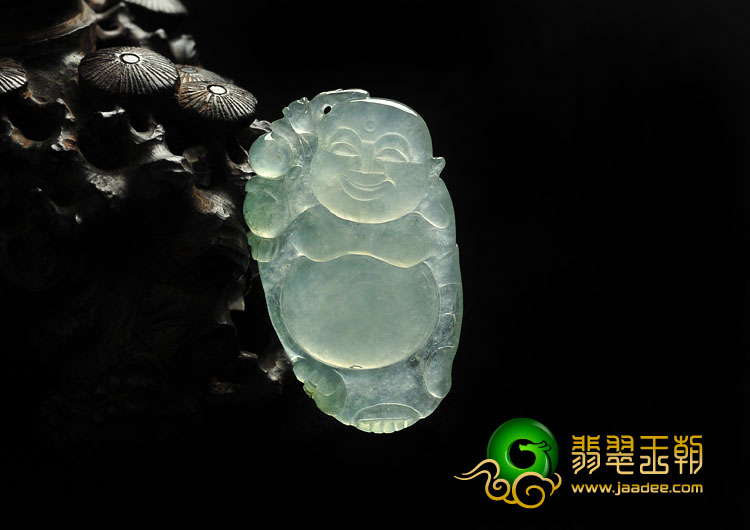 冰种晴水缅甸翡翠A货逍遥佛挂件