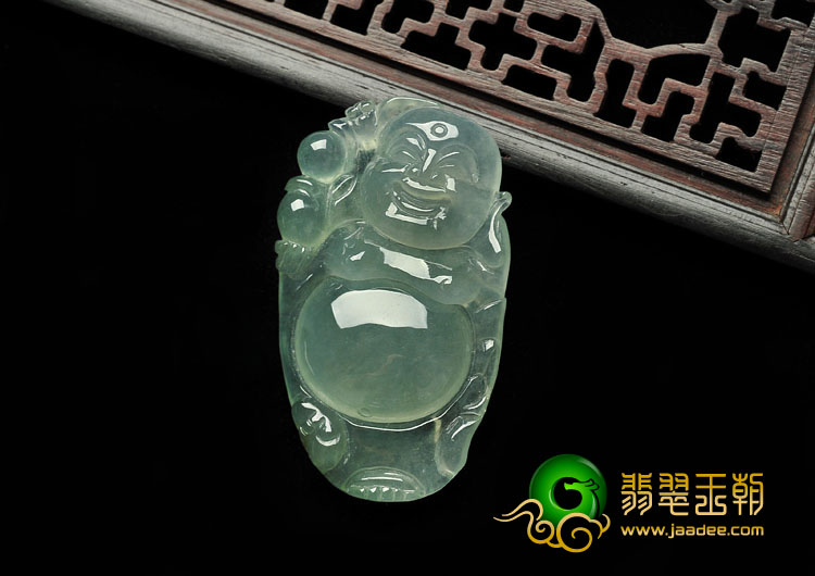 冰种晴水缅甸翡翠A货逍遥佛挂件