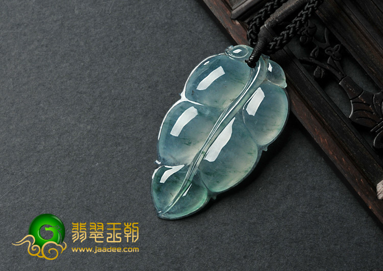 冰种飘花缅甸翡翠A货叶子挂件