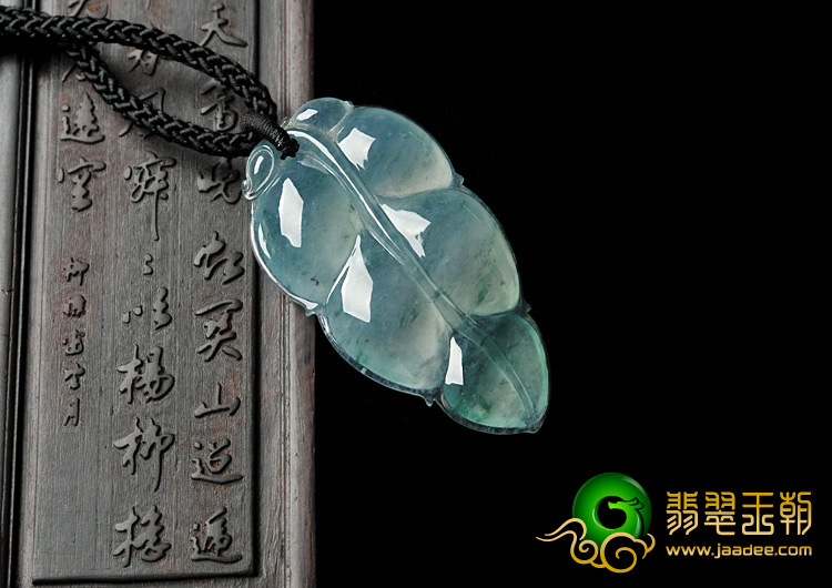 冰种飘花缅甸翡翠A货叶子挂件