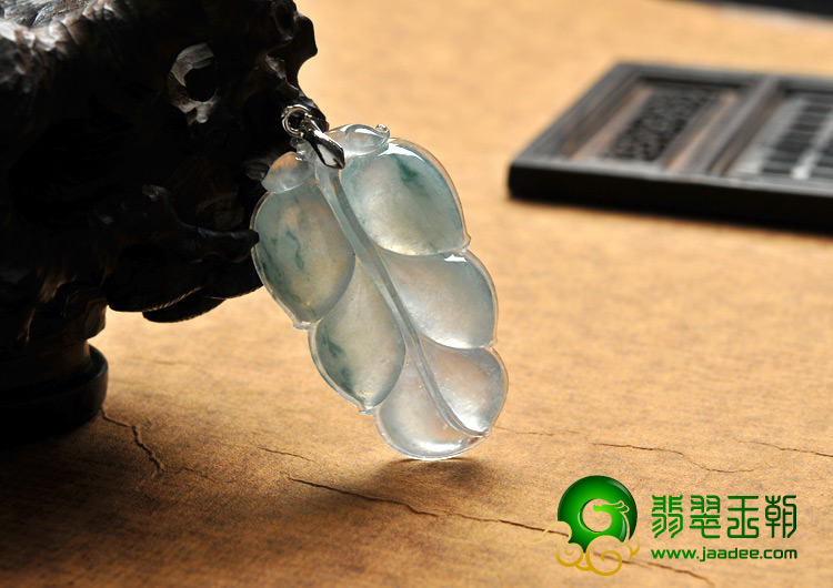 冰种飘花缅甸翡翠A货翡翠叶子挂件