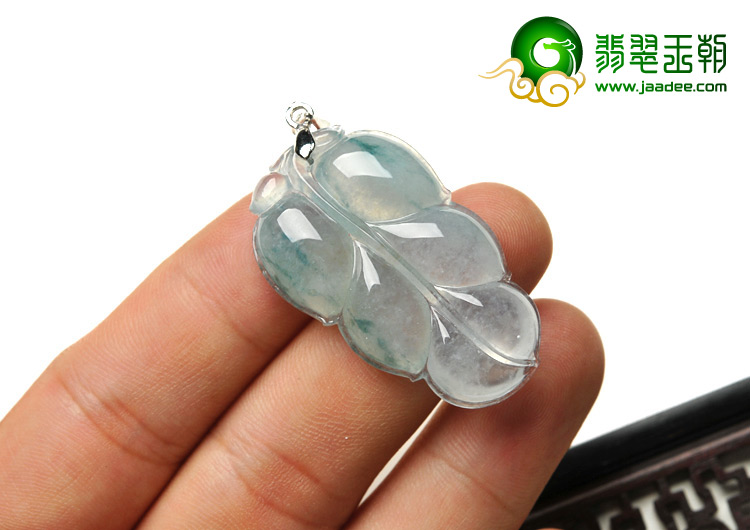 冰种飘花缅甸翡翠A货翡翠叶子挂件