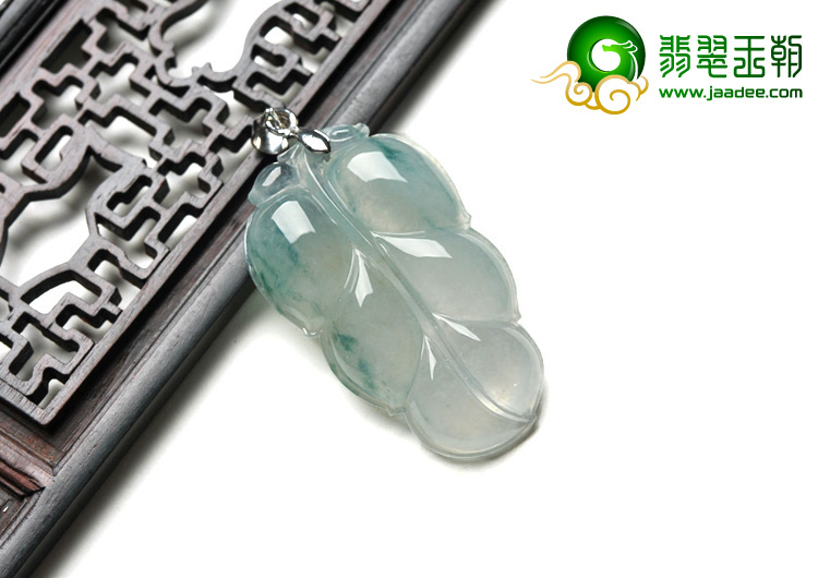 冰种飘花缅甸翡翠A货翡翠叶子挂件