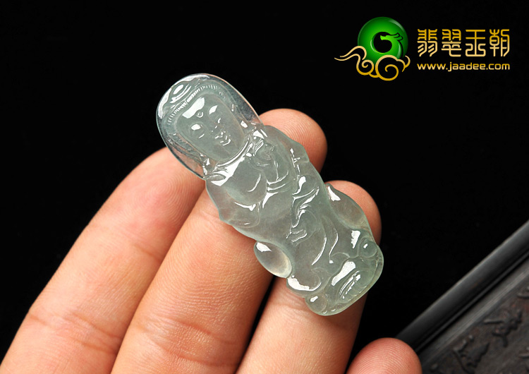 冰种晴水缅甸翡翠A货翡翠站观音挂件