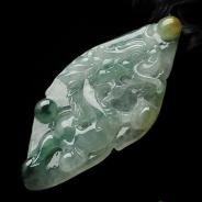 冰种飘花缅甸翡翠A货一夜成龙挂件