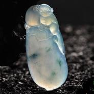 冰种飘花缅甸翡翠A货福瓜挂件