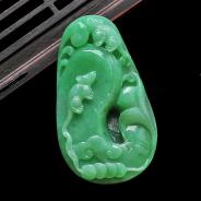 糯冰种豆色缅甸翡翠A货玉鼠运财挂件