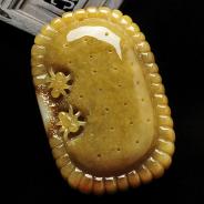 细糯种褐黄翡缅甸翡翠A货甜蜜饼干挂件
