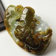 糯冰种黄翡缅甸翡翠A货富甲天下挂件