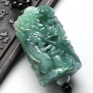糯冰种飘花缅甸翡翠A货龙柱挂件