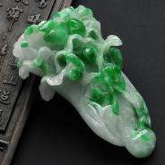 糯冰种翠色缅甸翡翠A货白菜挂件/手玩件