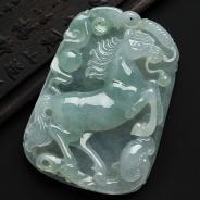 冰种晴水缅甸翡翠A货马牌挂件