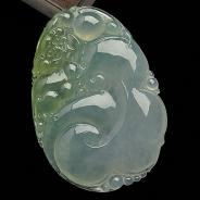 冰种晴水淡黄翡缅甸翡翠A货如意寿挂件