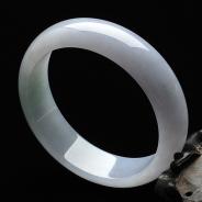 糯冰种淡晴水紫罗兰缅甸翡翠A货手镯（55.2mm）