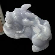 糯冰种紫罗兰缅甸翡翠A货貔貅手玩件/摆件