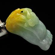 feicui糯冰种晴水黄翡缅甸翡翠A货佛脚挂件