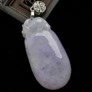 糯冰种春带彩缅甸翡翠A货福瓜挂件