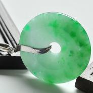 糯冰种飘翠缅甸翡翠A货平安扣挂件