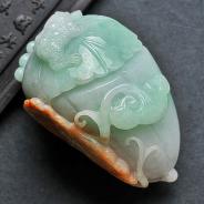 细糯种三彩缅甸翡翠A货连年进财挂件