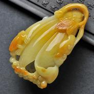 feicui糯冰种黄翡缅甸翡翠A货玉兰花挂件