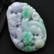 细糯种春带彩缅甸翡翠A货龙行如意挂件