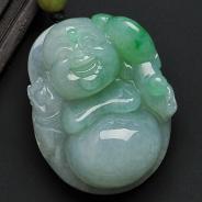 糯冰种翠色缅甸翡翠A货玉佛挂件