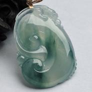 冰种飘花缅甸翡翠A货如意寿挂件