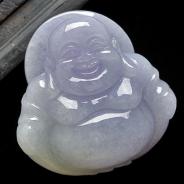 糯冰种春带彩缅甸翡翠A货玉佛挂件
