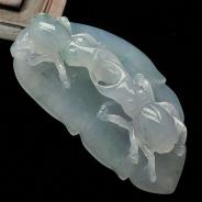 糯冰种飘花缅甸翡翠A货蜘蛛挂件