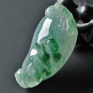 冰种飘花缅甸翡翠A货福瓜挂件