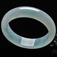 冰种晴水略飘翠缅甸翡翠A货手镯（55.6mm）