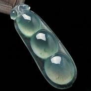 冰玻种晴水飘花缅甸翡翠A货四季豆挂件（单价）