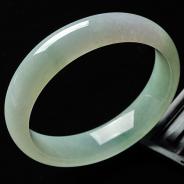 糯冰种春带彩缅甸翡翠A货手镯（58.6mm）