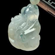冰种飘花缅甸翡翠A货如意寿挂件