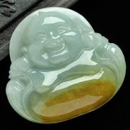 糯冰种黄翡缅甸翡翠A货玉佛挂件
