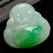 糯冰种阳绿缅甸翡翠A货玉佛挂件