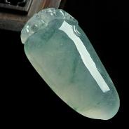 冰种飘花缅甸翡翠A货福瓜挂件