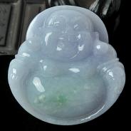 糯冰种紫罗兰飘花缅甸翡翠A货玉佛挂件