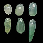 冰玻种晴水飘花缅甸翡翠A货福瓜挂件（单价）