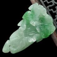 糯冰种晴水飘翠缅甸翡翠A货白菜挂件