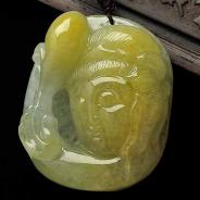 冰种黄翡缅甸翡翠A货观音挂件