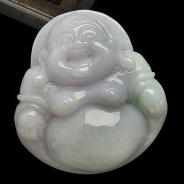 细糯种春带彩缅甸翡翠A货佛挂件