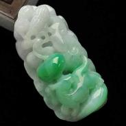 糯冰种翠色缅甸翡翠A货生意兴隆挂件