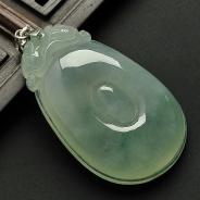 冰种晴水缅甸翡翠A货福在眼前挂件