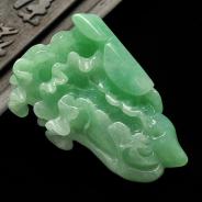 糯冰种豆色缅甸翡翠A货白菜挂件