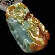 糯冰种晴水带褐黄翡缅甸翡翠A货节节高挂件