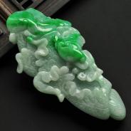 细糯种飘翠缅甸翡翠A货白菜挂件